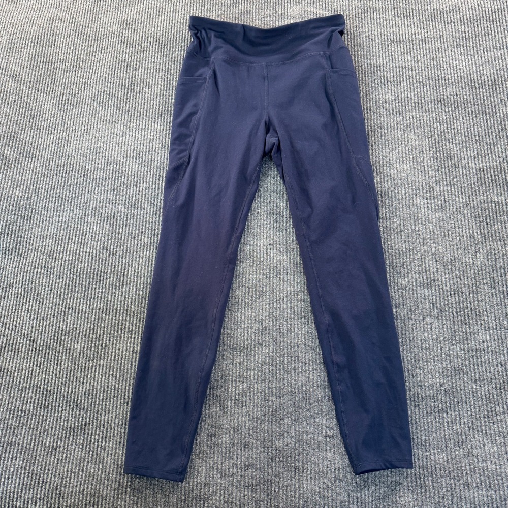 Athletic Works Womens High Waisted Side Pocket Leggings Size M 8-10 Navy Blue